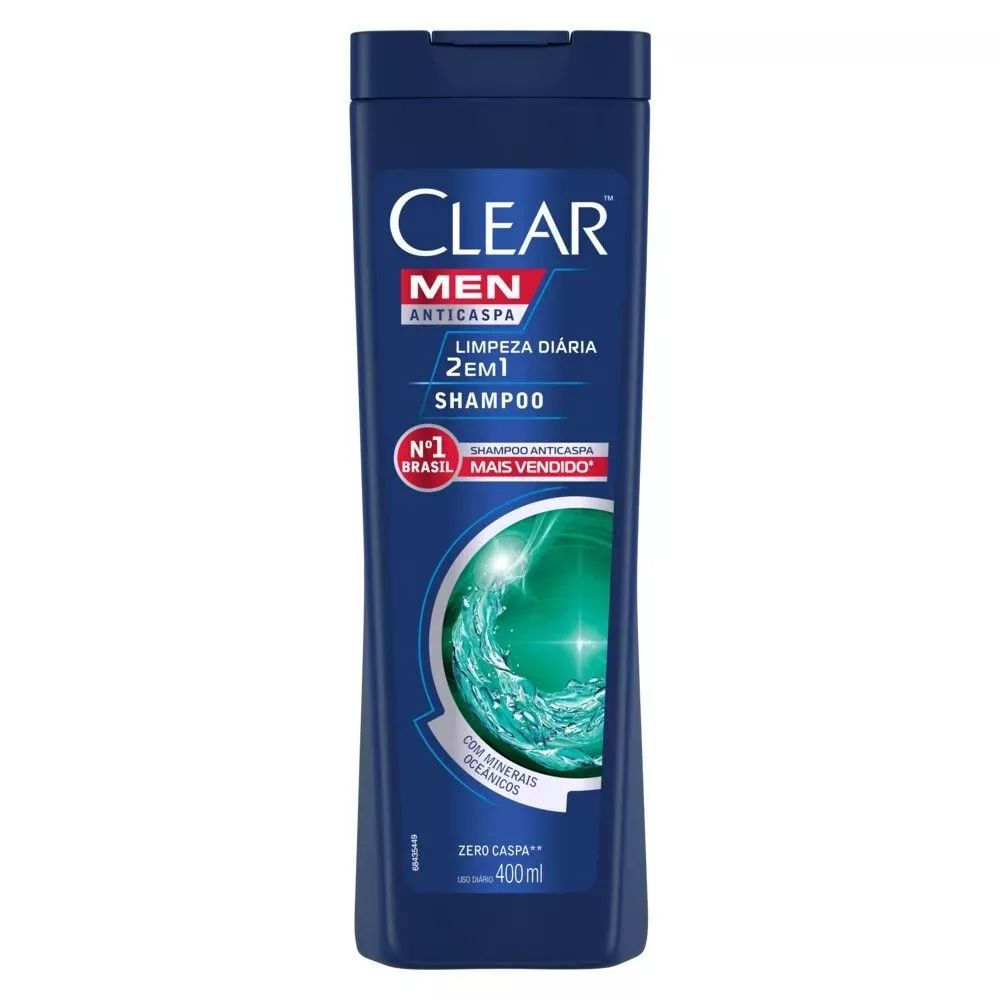 Shampoo Anticaspa 2 em 1 400ml Clear Men Limpeza Diária Masculino