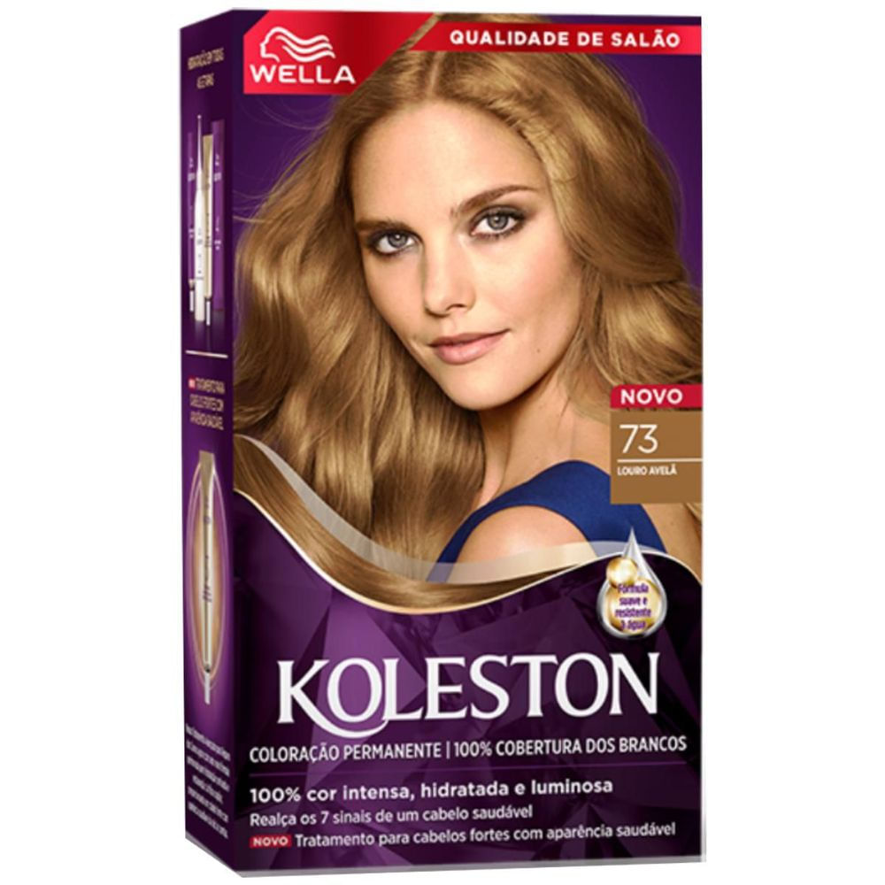 Kit Coloração Permanente 73 Louro Avelã Koleston Wella Cobertura 100% Fios Brancos