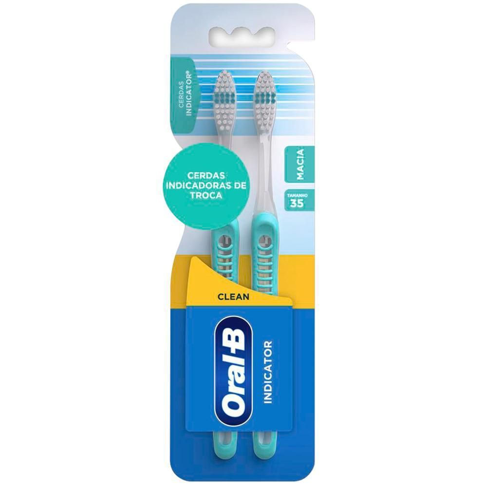 Escova de Dente Higiene Bucal Oral-B Indicator Plus 40 Kit 2 Unidades