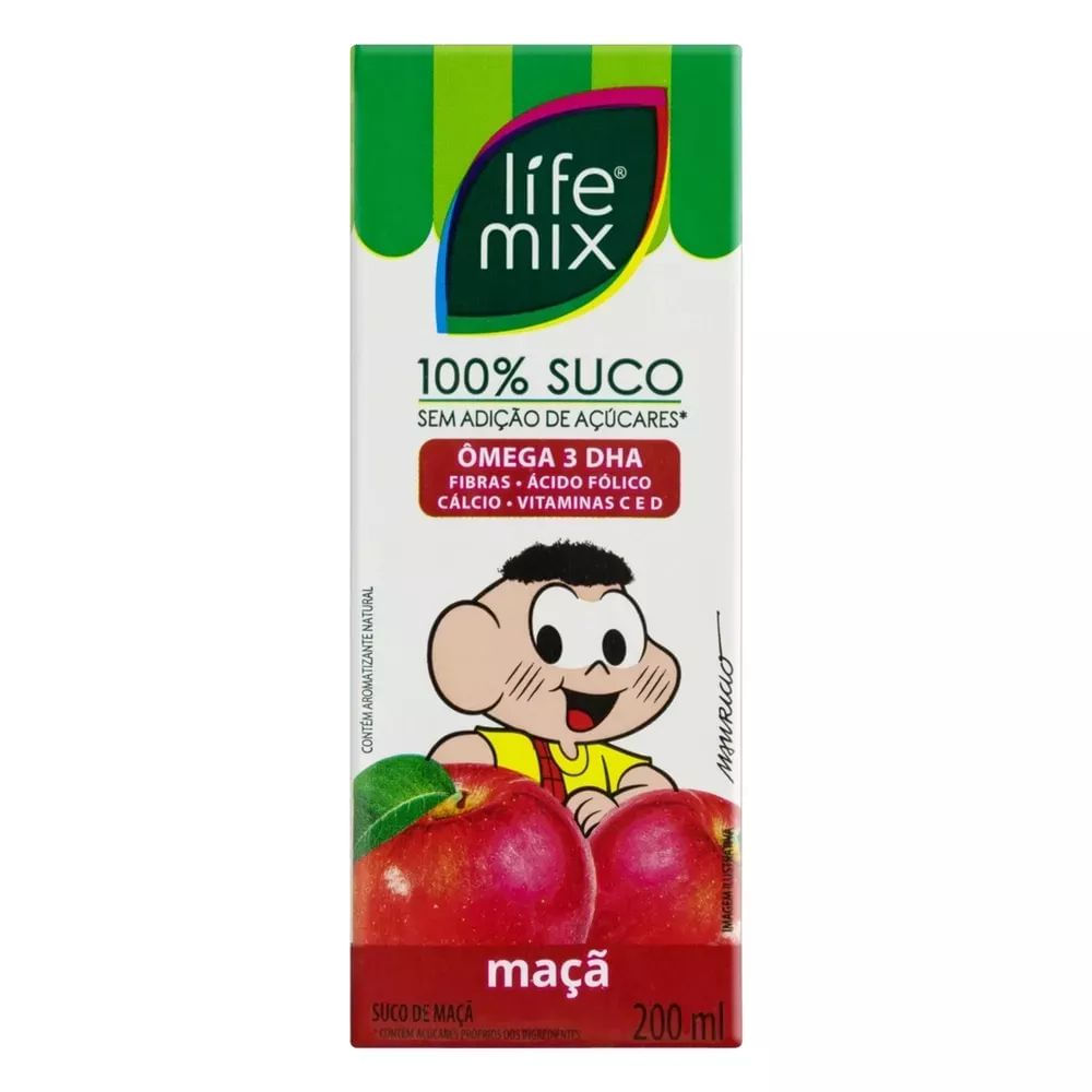 Suco de Maçã Turma da Mônica Life Mix 200ml 100% Fruta Vegano
