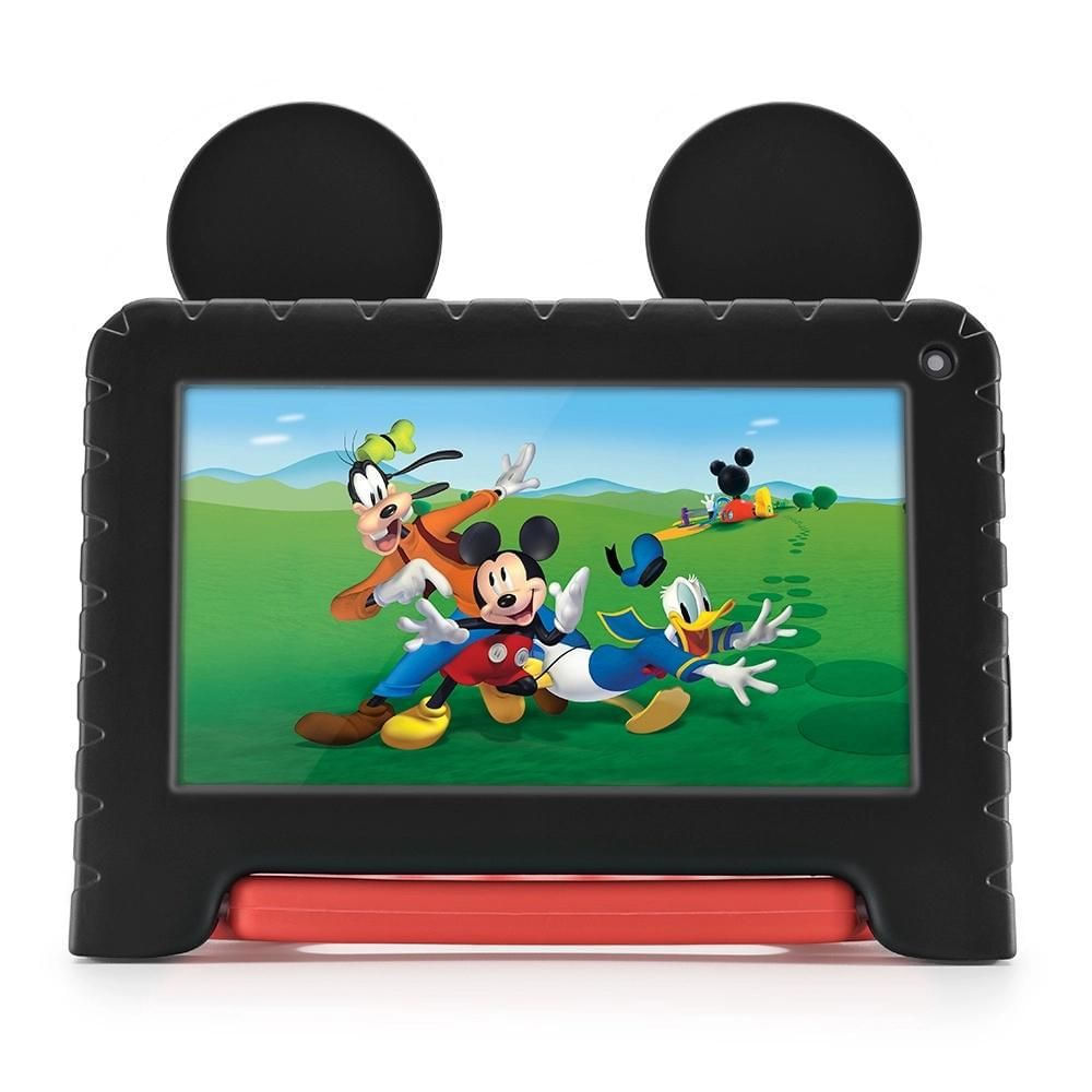 Multilaser Mickey NB413 64GB 4GB RAM 7" Wi-Fi Preto Controle Parental Case Emborrachada
