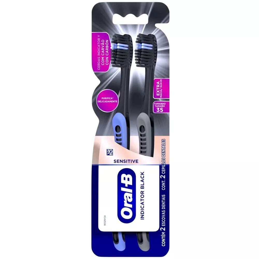 Escova de Dente Limpeza Profunda Oral-B Indicator Black com Carvão 2 Unidades