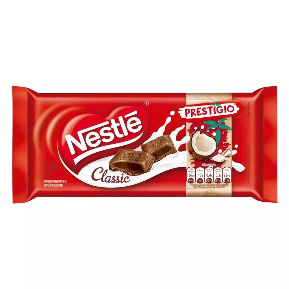 Nestlé Barra de Chocolate Prestígio Classic 80g – Chocolate ao Leite com Coco