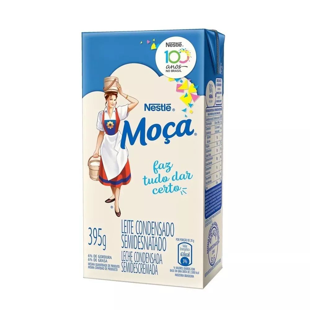 Leite Condensado Semidesnatado Moça Nestlé 395g Caixa Sem Glúten