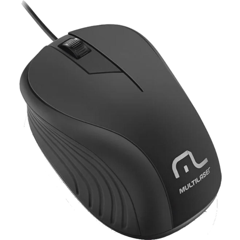 Mouse Multilaser MO222 1200 DPI USB Preto Emborrachado Ergonômico