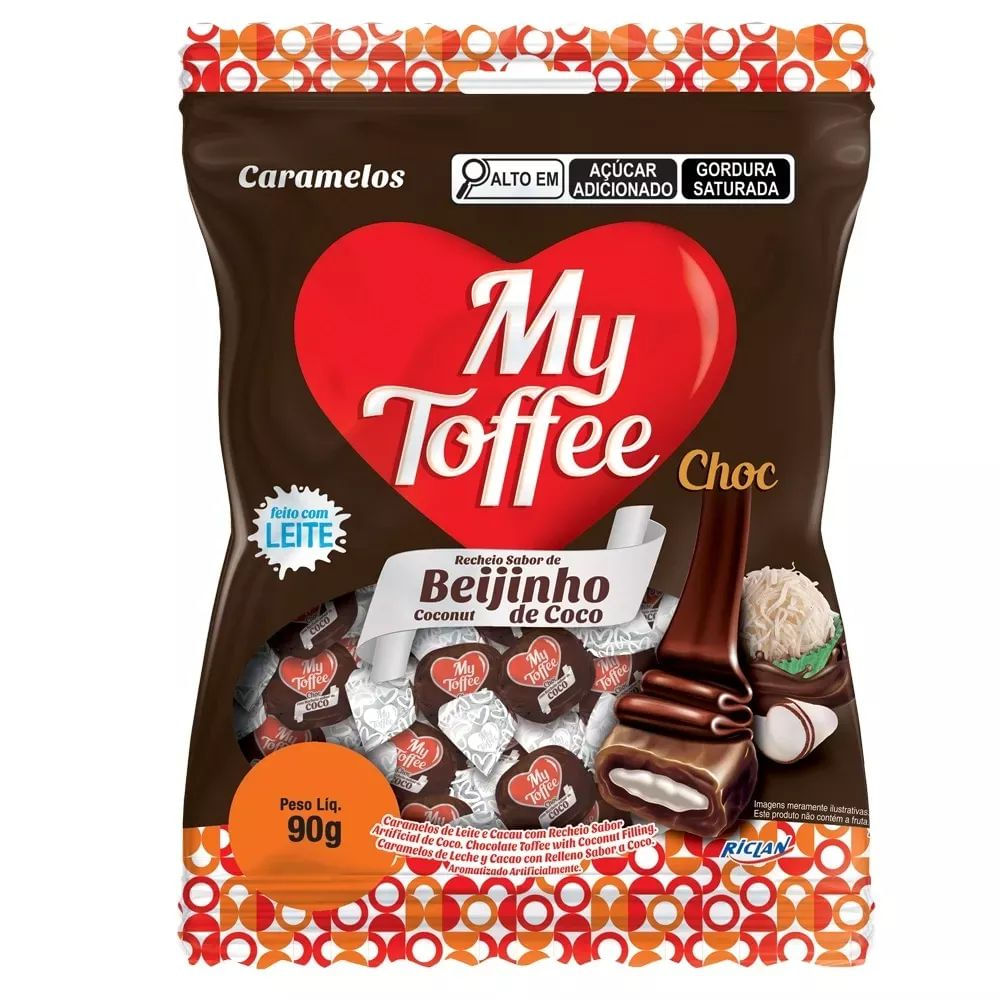 Bala Chocolate com Recheio de Beijinho Riclan 90g Toffee Macia