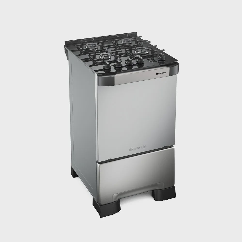 Fogão de Piso Mueller 4 Bocas Decorato Vetro Inox – Bivolt