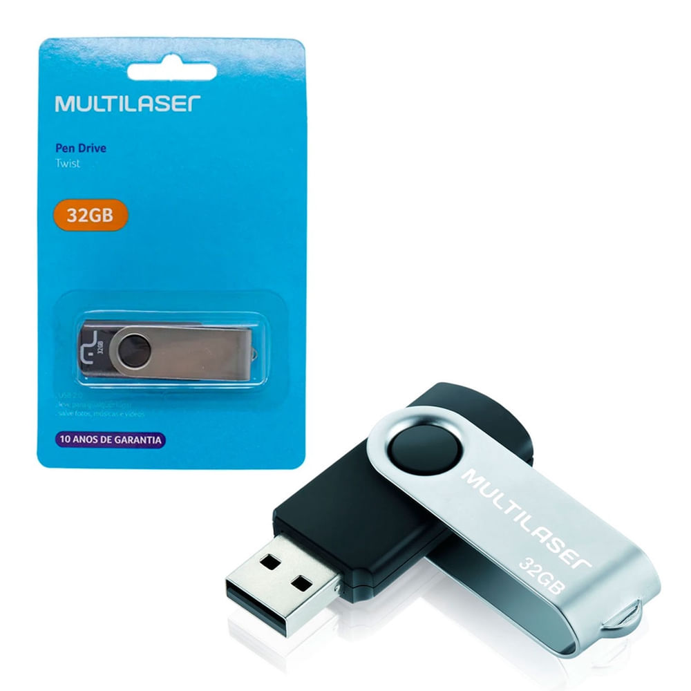 Pen Drive Multilaser Twist 32GB USB 2.0 PD589 Preto