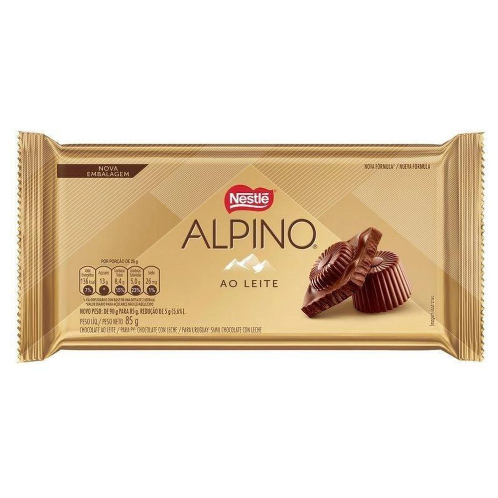 Barra de Chocolate Nestlé Alpino Ao Leite 85g Cremoso