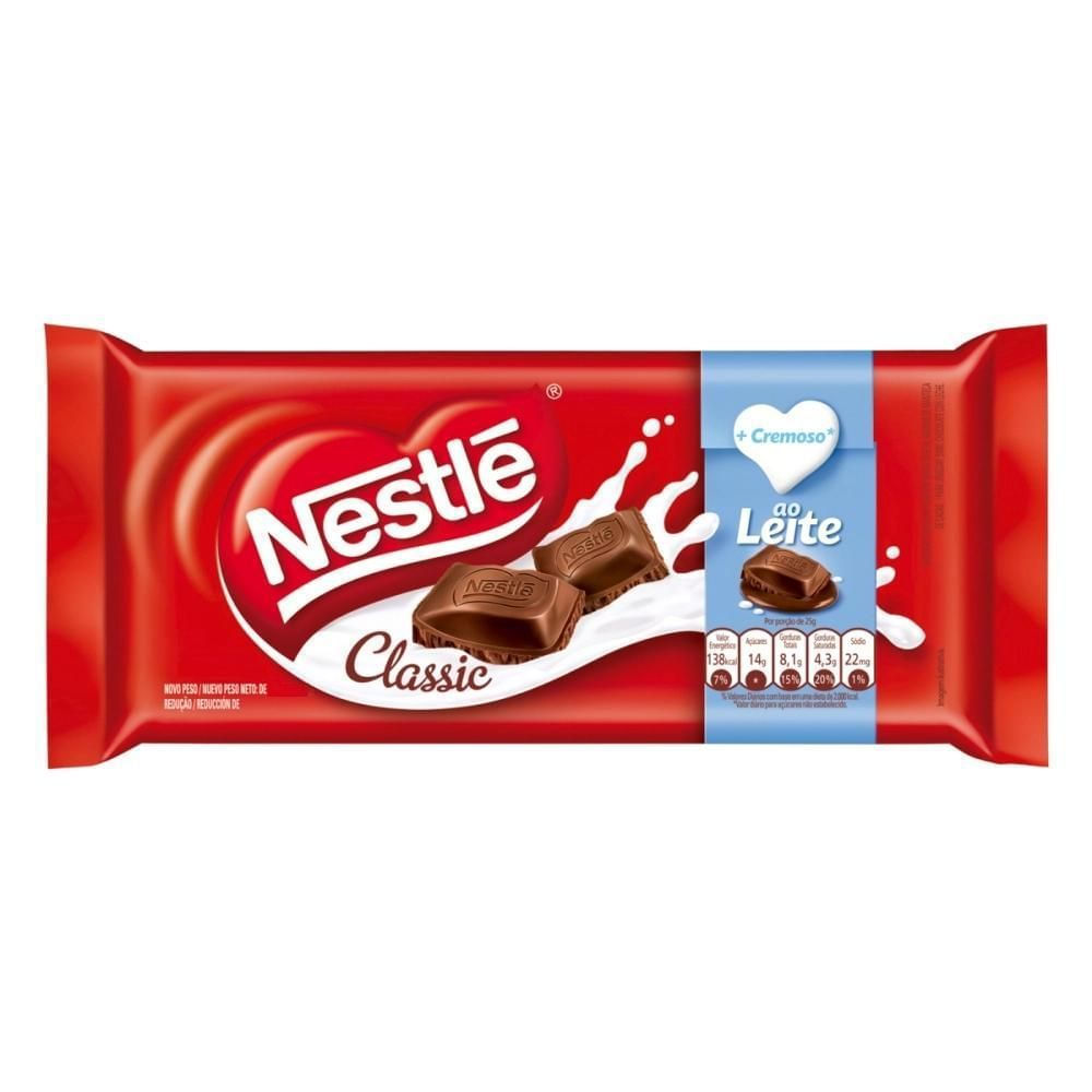 Barra de Chocolate Nestlé Classic Chocolate ao Leite 80g Cremoso
