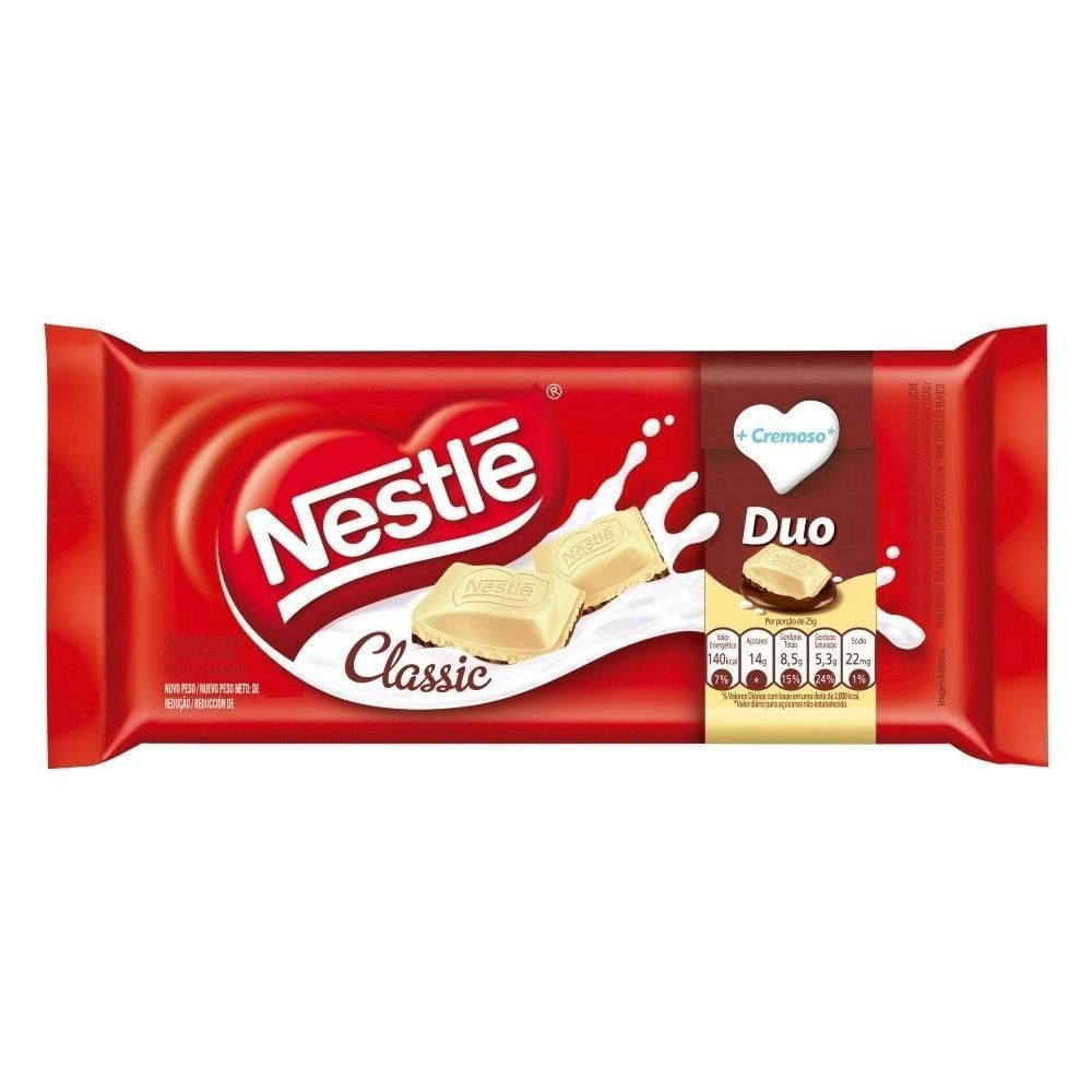 Barra de Chocolate Classic Duo Nestlé 80g Tablete Cremoso