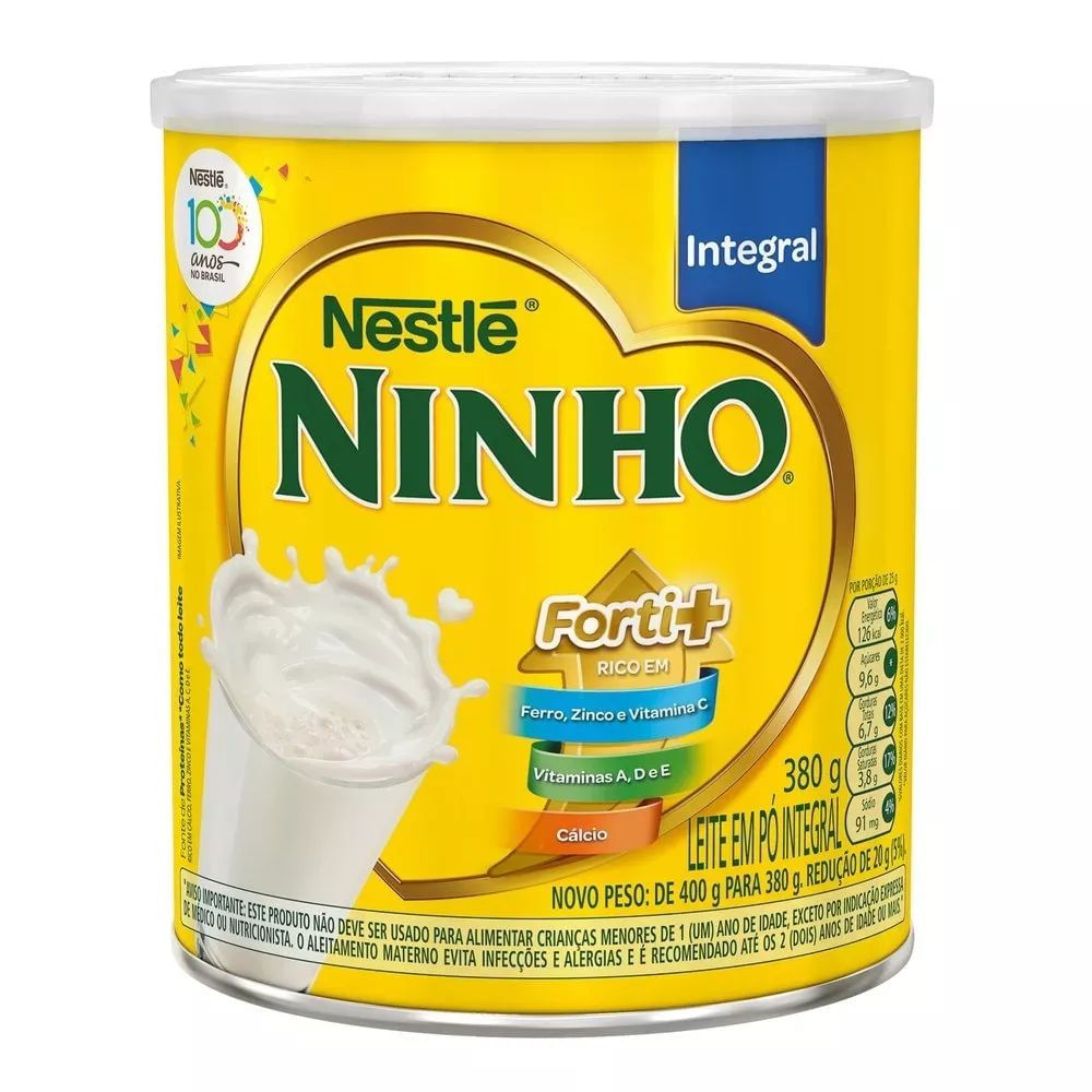 Leite em Pó Integral Forti+ Ninho Nestlé 380g Lata Sem Glúten