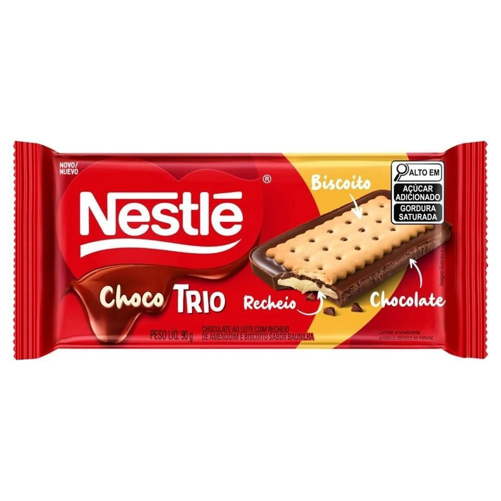 Chocolate ao Leite Amendoim e Biscoito Nestlé Choco Trio 90g Crocante