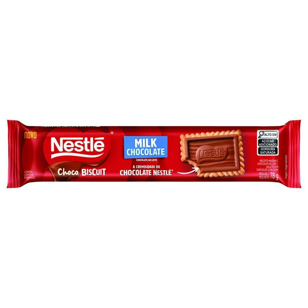 Biscoito Doce Chocobiscuit Chocolate ao Leite Nestlé 78g Crocante