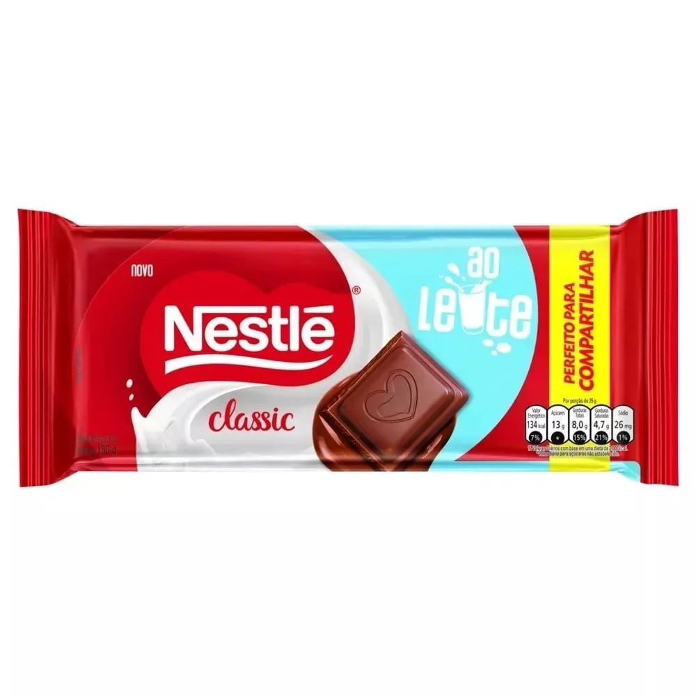 Barra de Chocolate Nestlé Classic ao Leite 150g Cremoso