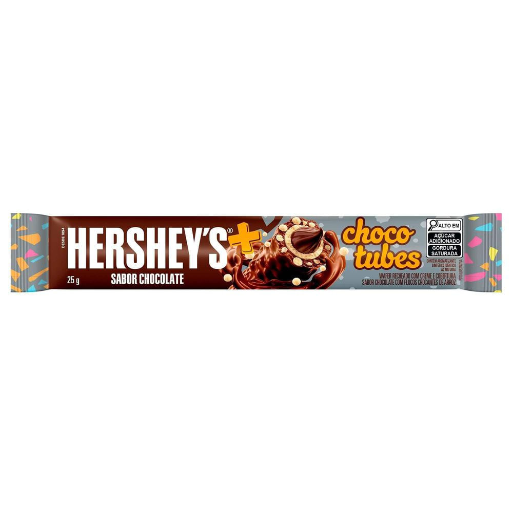 Hersheys Wafer Recheado Ao Leite Chocotubes 25g com Flocos de Arroz