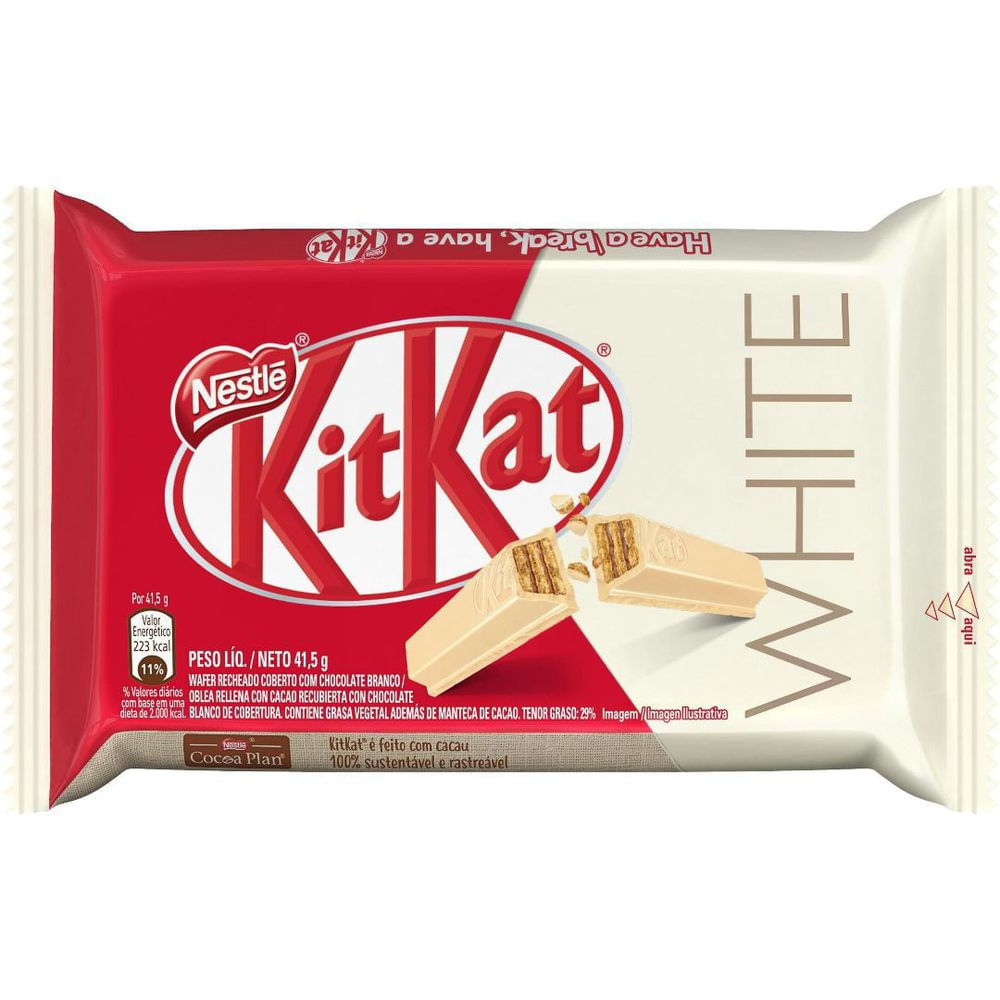 Nestlé Chocolate KitKat 41,5g Wafer com Cobertura de Chocolate Branco