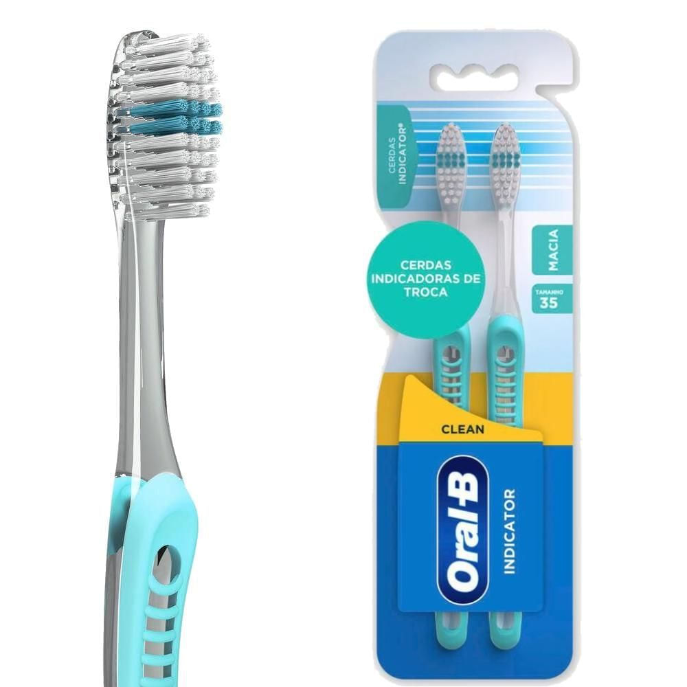 Escova Dental Higiene Bucal Oral-B Clean Indicator 30 Macia 2 Unidades