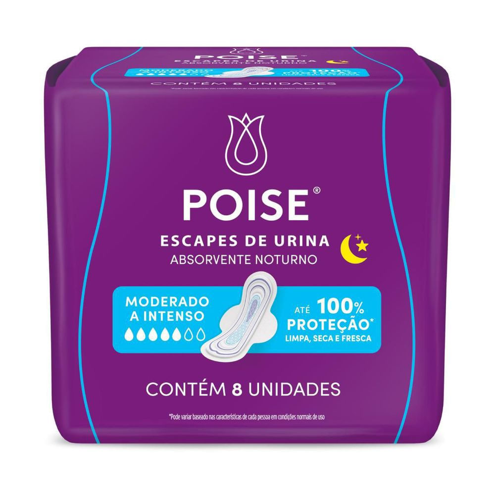 Absorvente para Incontinência Noturno Hipoalergênico Poise 8un