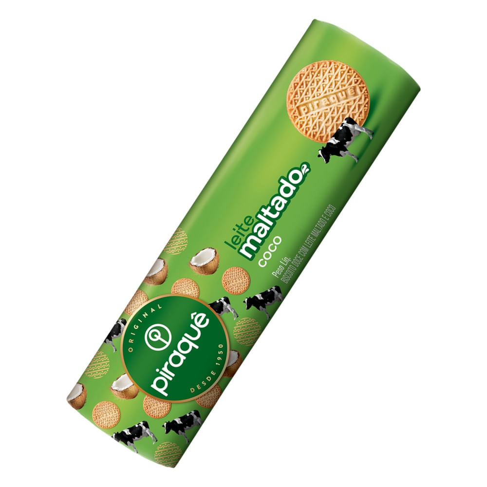 Biscoito Doce Leite Maltado e Coco Piraquê 132g Crocante