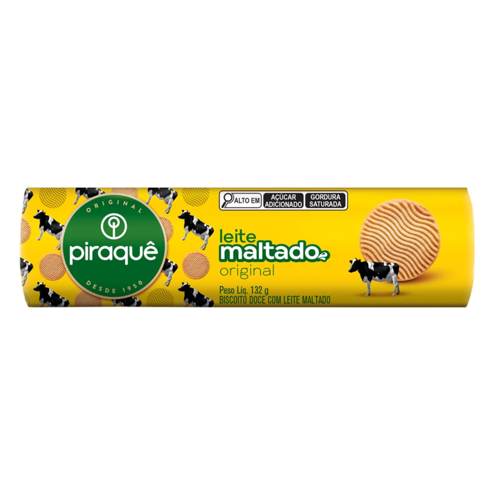 Biscoito Doce Leite Maltado Original Piraquê 132g Crocante