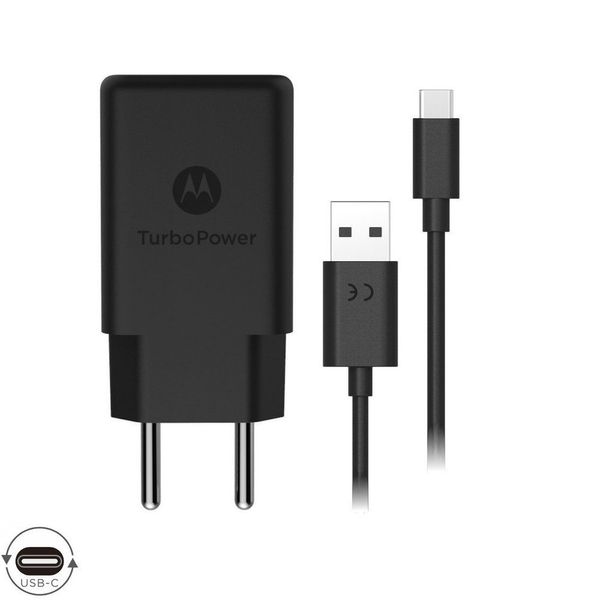 Carregador de Parede Motorola Turbo Power 18w 100-240v Com Cabo USB Tipo-C