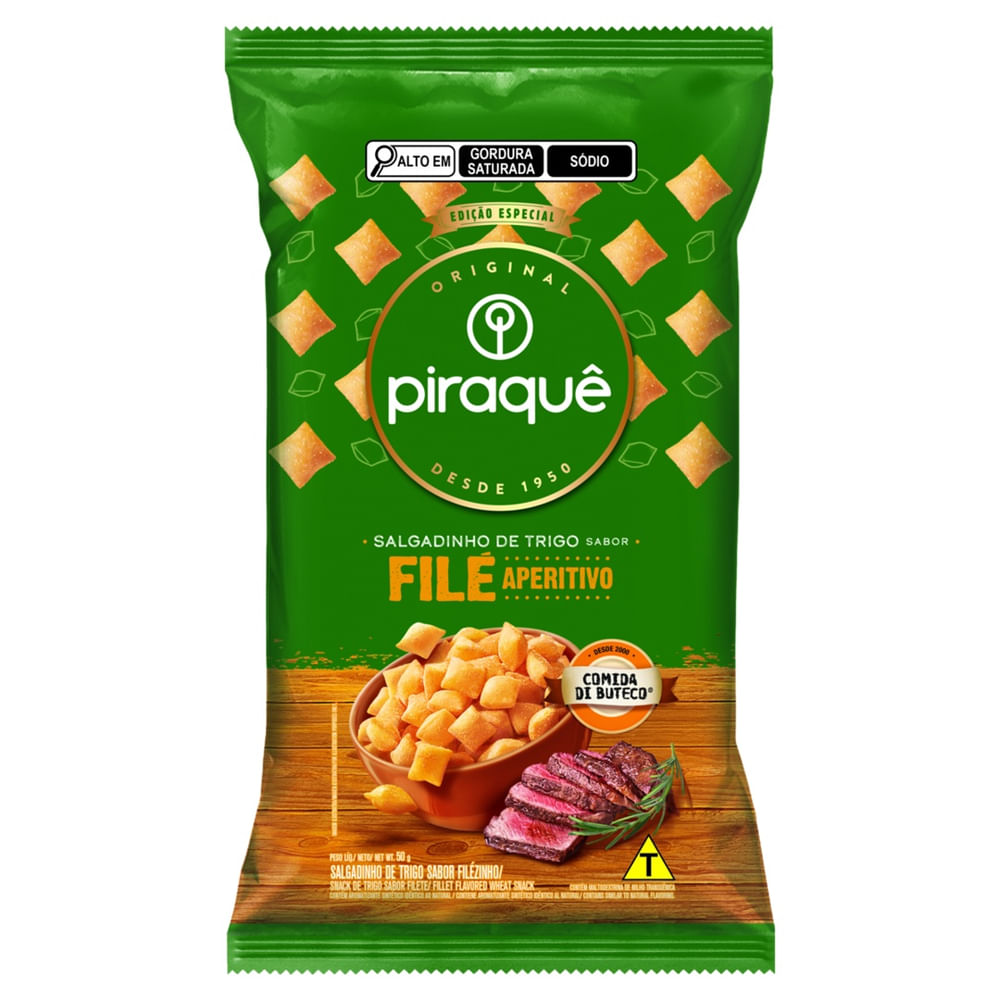 Biscoito Salgado Filé Aperitivo Piraquê 50g Comida di Buteco Crocante