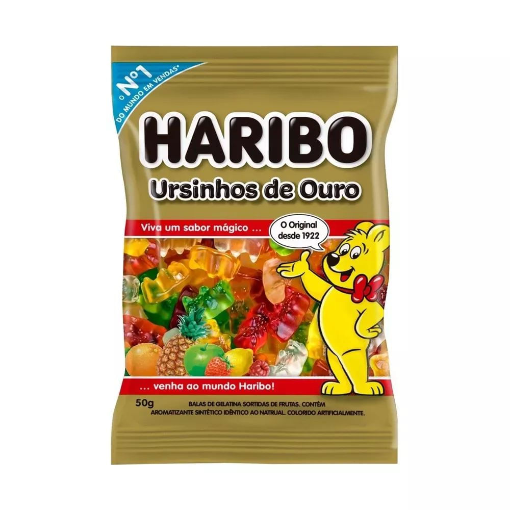 Bala de Gelatina Ursinhos de Ouro Haribo 50g Frutas Original