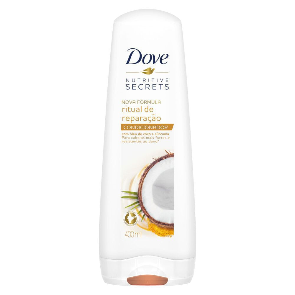 Condicionador Ritual de Reparação 400ml Dove Óleo de Coco Cúrcuma para Cabelos Danificados