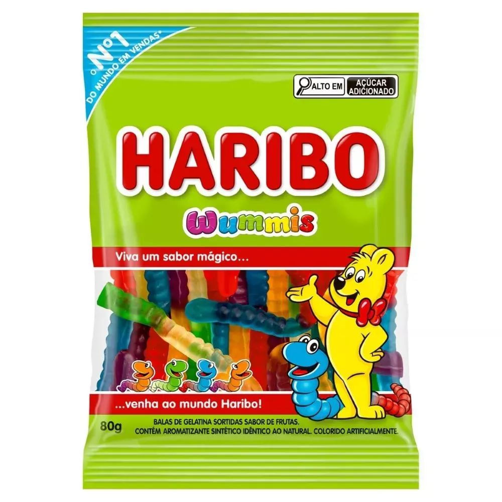 Bala de Gelatina Frutas Wummis Haribo 80g Pacote