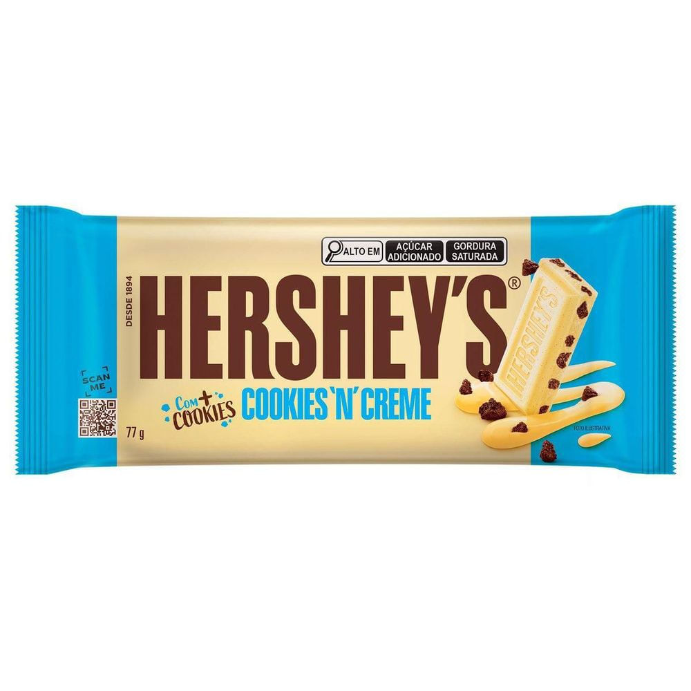 Barra de Chocolate Hersheys Cookies'n'Creme 77g Chocolate Branco