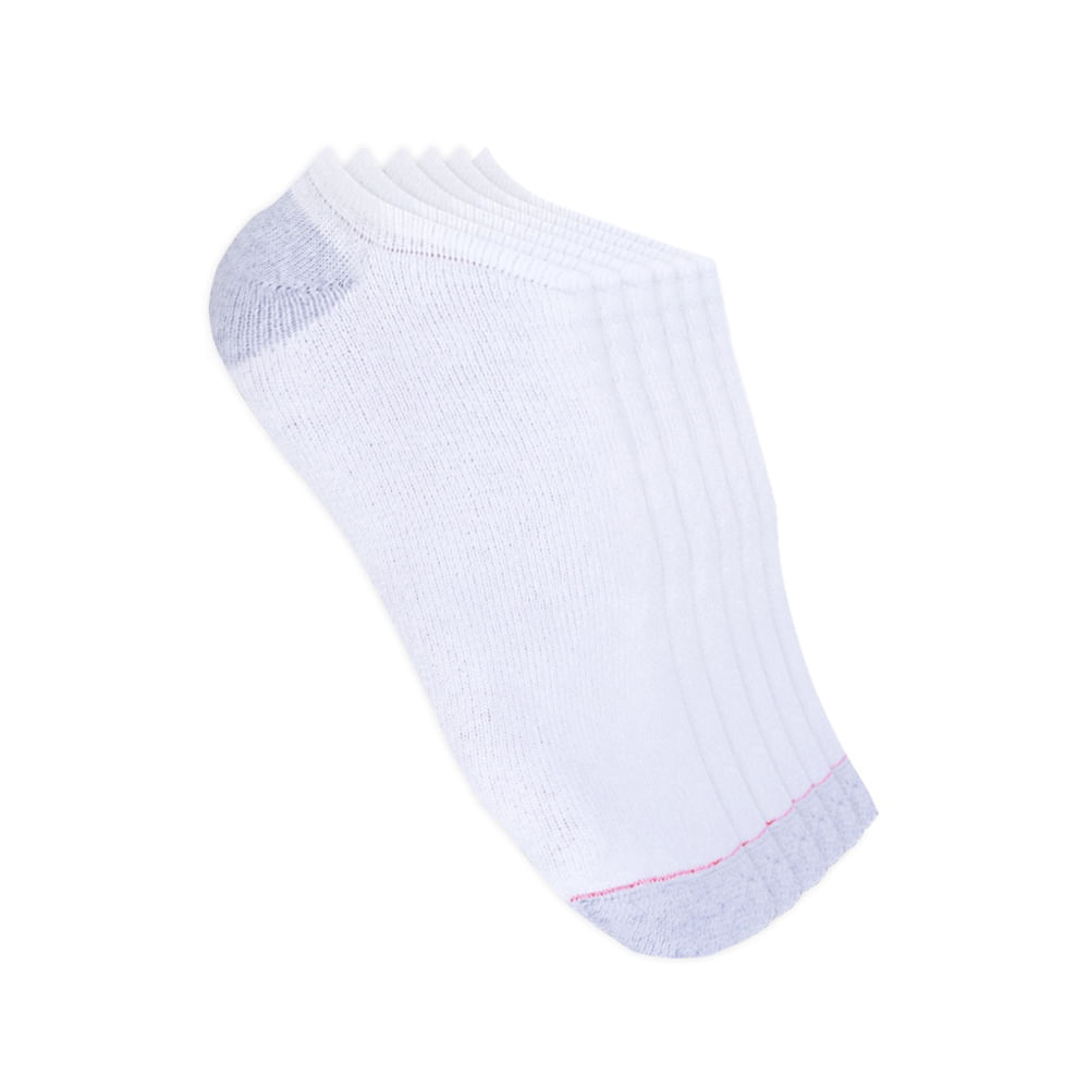 Kit 6 Meias Sapatilha Hanes 5190 Algodão Branco com Cinza