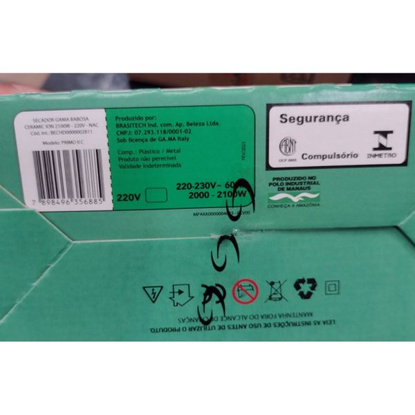Secador de Cabelo Babosa Ceramic Gama 2100W