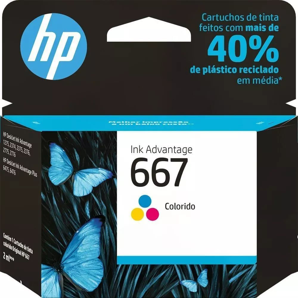 Cartucho de Tinta HP 667 Colorido Original 3YM78AB 100 Páginas
