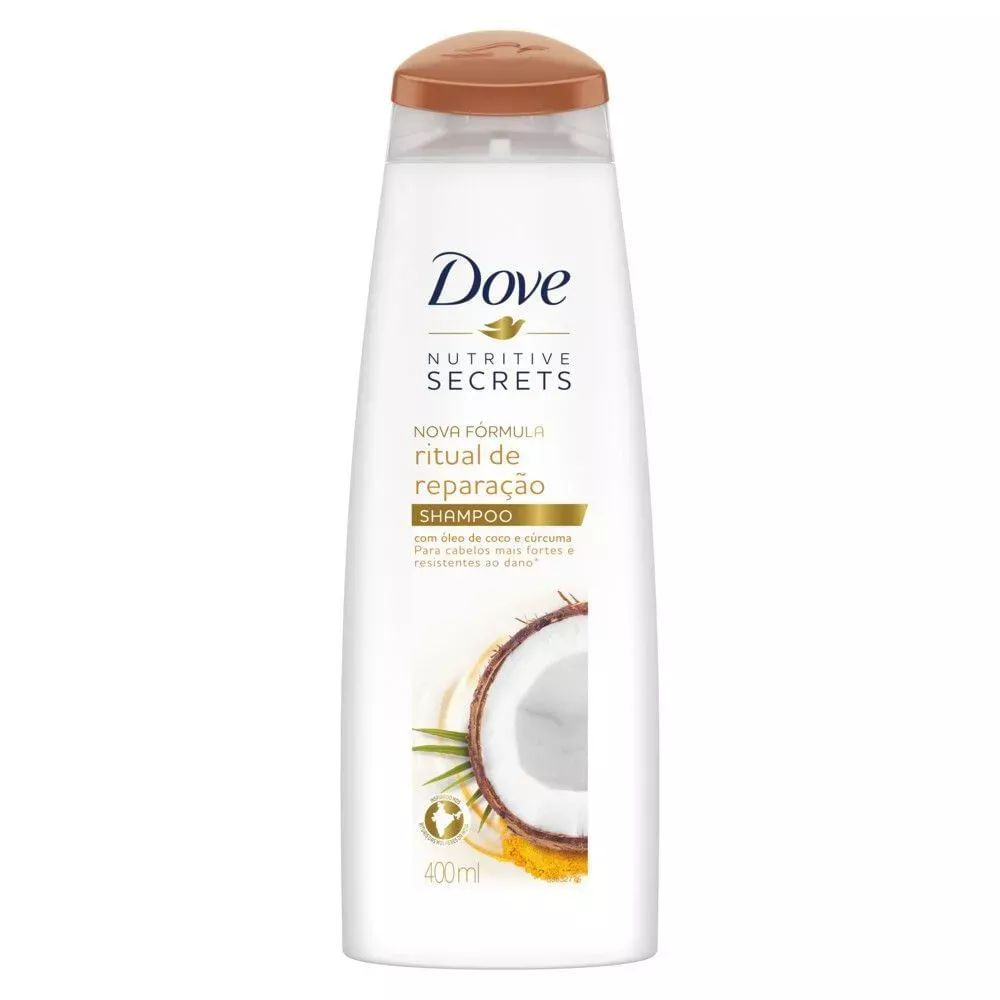 Shampoo Reparação 400ml Dove Ritual de Reparação Óleo de Coco e Cúrcuma para Cabelos Danificados