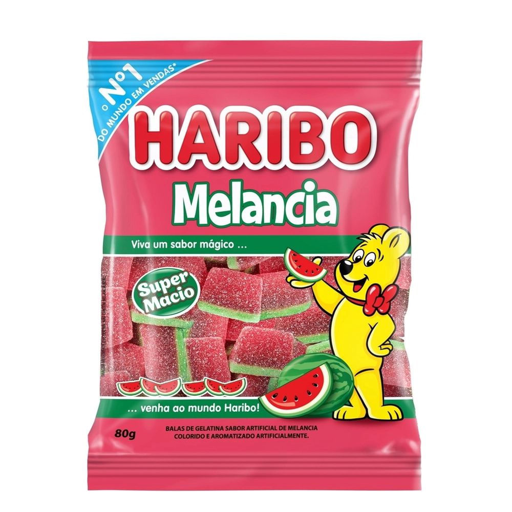 Bala de Gelatina Melancia Haribo 80g Macia