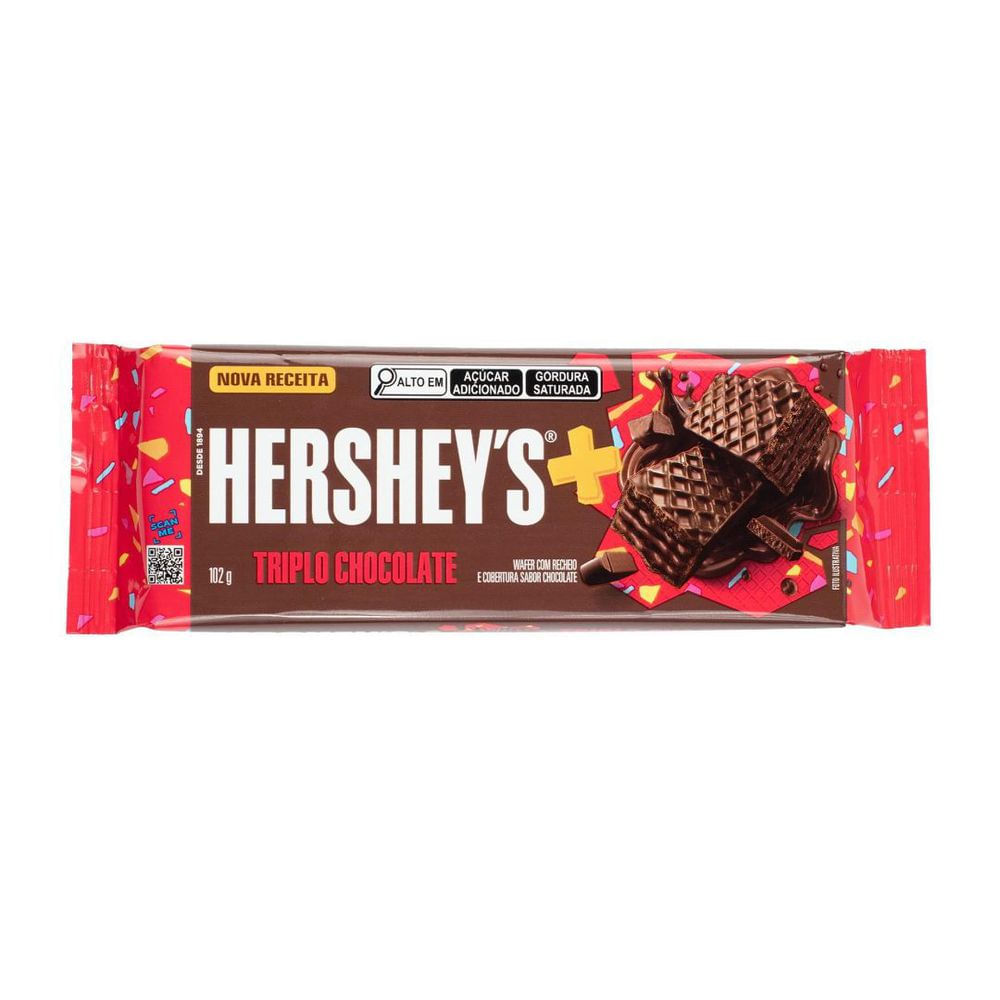 Hershey's Wafer Recheado Triplo Chocolate 102g
