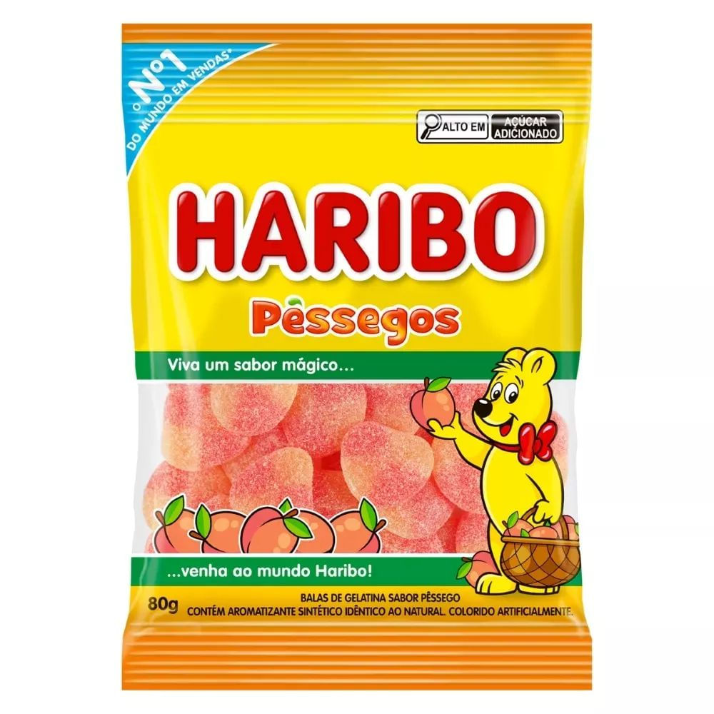 Bala de Gelatina Pêssego Haribo 80g Macia