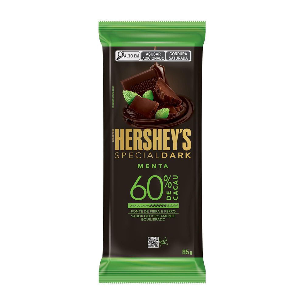 Hershey's Barra de Chocolate Special Dark 60% Cacau Menta 85g