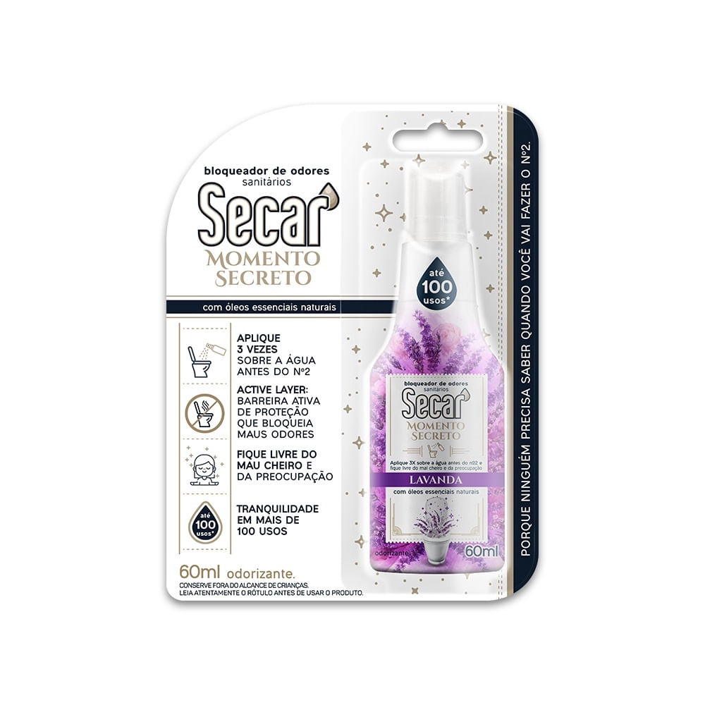 Bloqueador de Odores Sanitários Secar Momento Secreto Spray Lavanda 60ml