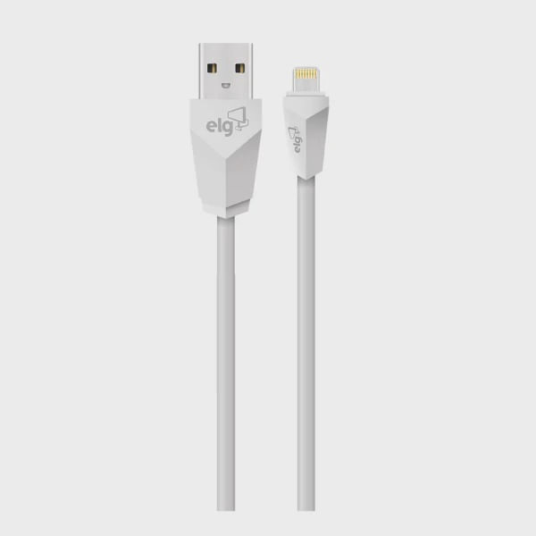 Cabo Lightning ELG L810 1m 2.4A 12W Branco iPhone iPad iPod USB Flexível TPE
