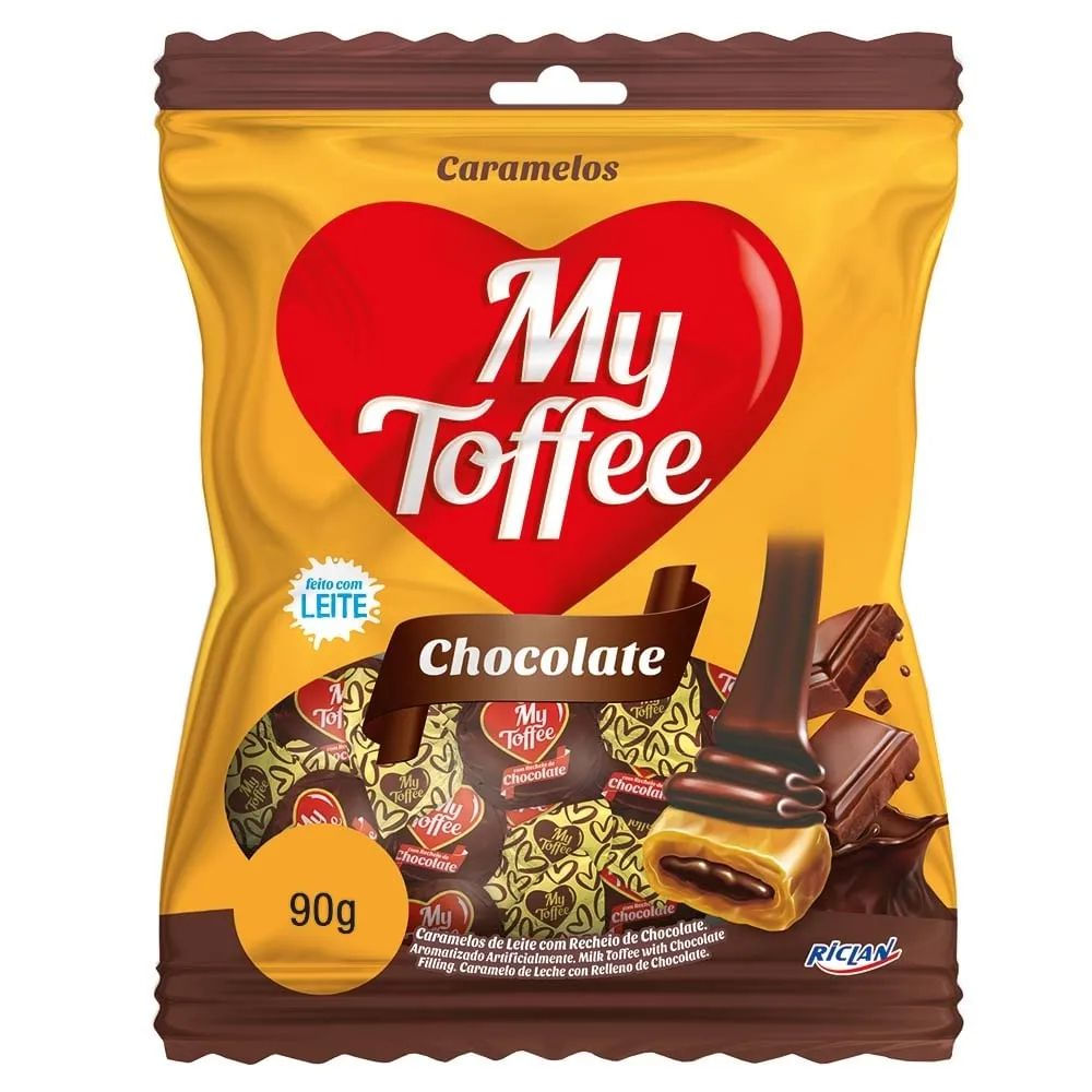 Bala Leite com Chocolate Riclan 90g Caramelo Mastigável