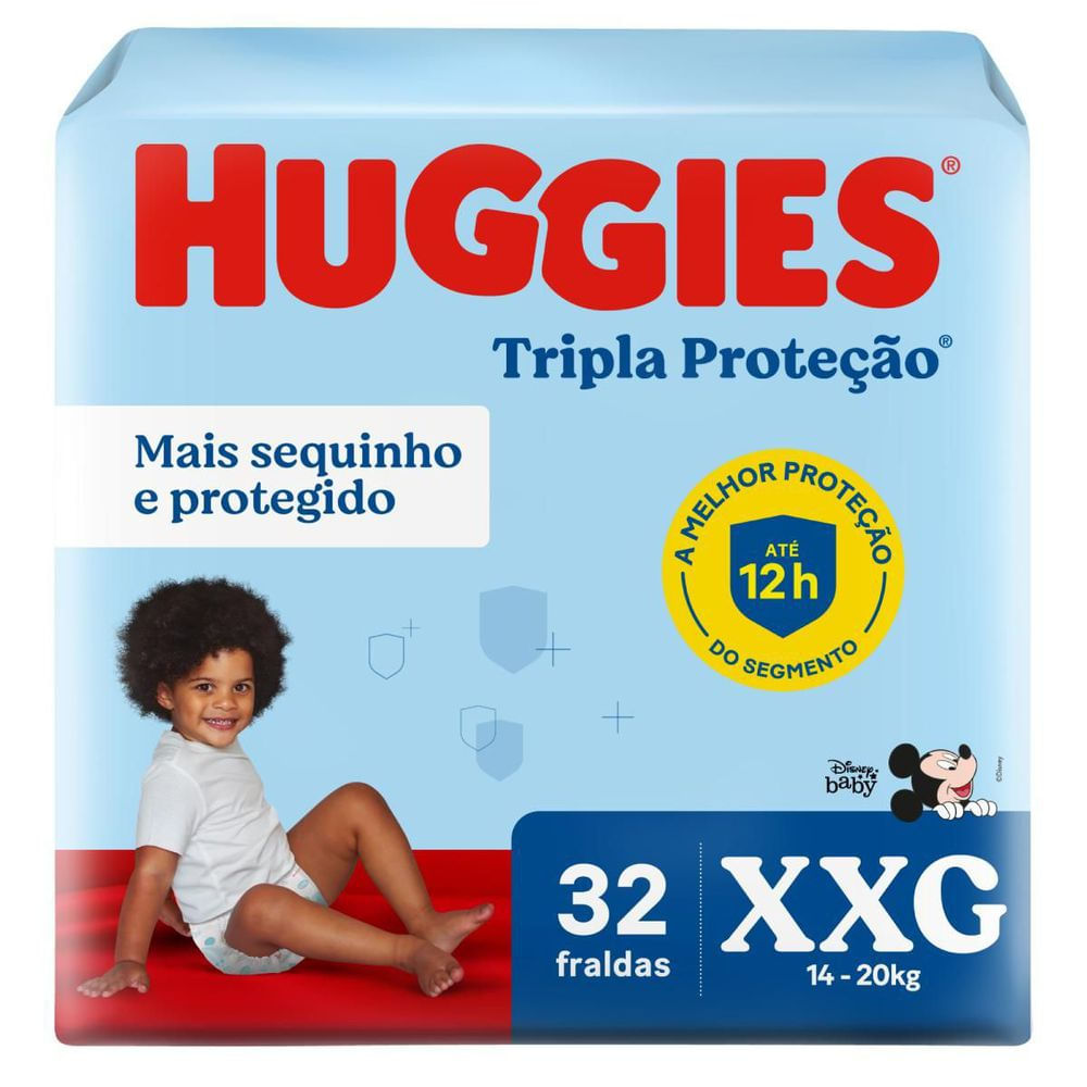 Fralda Descartável 32 Unidades XXG Huggies Tripla Proteção