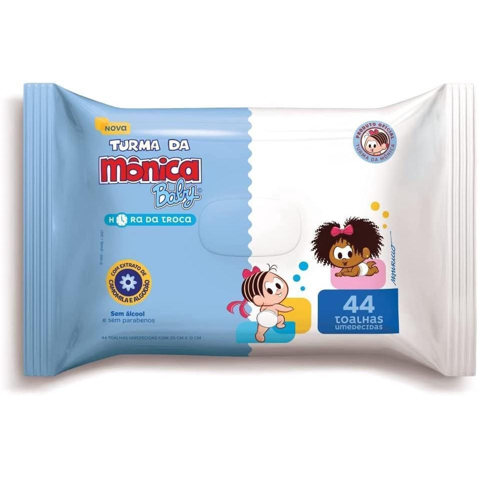 Lenço Umedecido Pele Sensível Turma da Mônica Baby Hora da Troca 44un