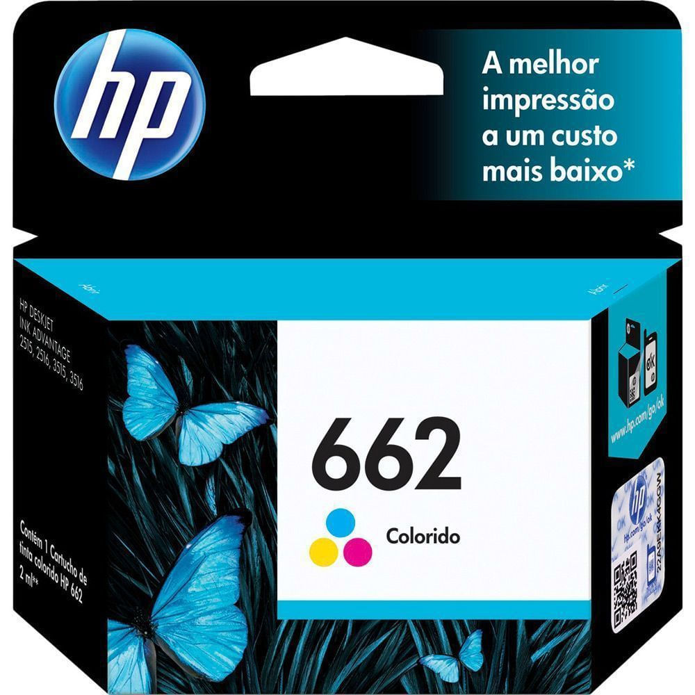Cartucho de Tinta HP 662 Colorido Original CZ106AB 300 Páginas