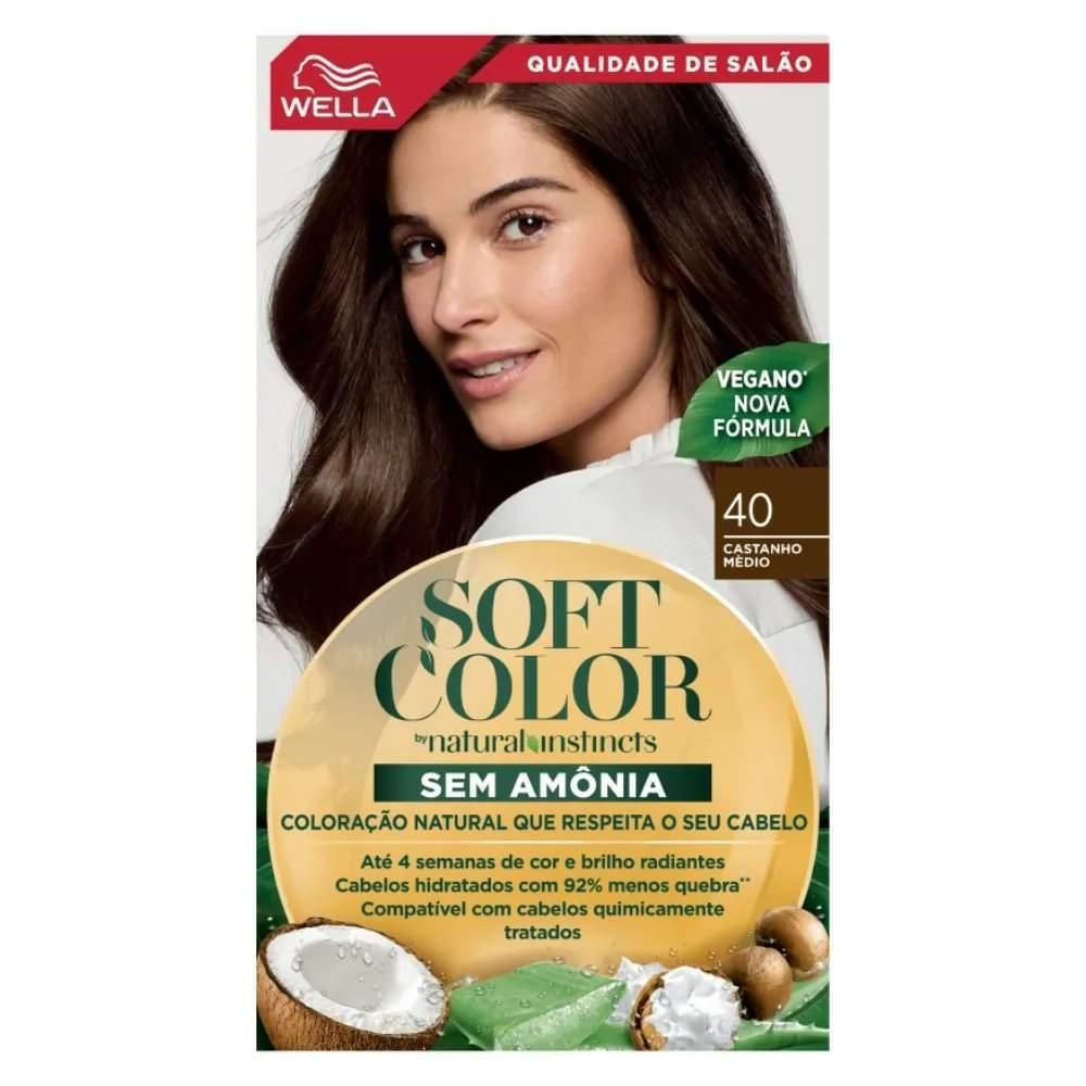 Tinta de Cabelo Castanho Médio 40 145ml Soft Color Sem Amônia Wella Kit Profissional