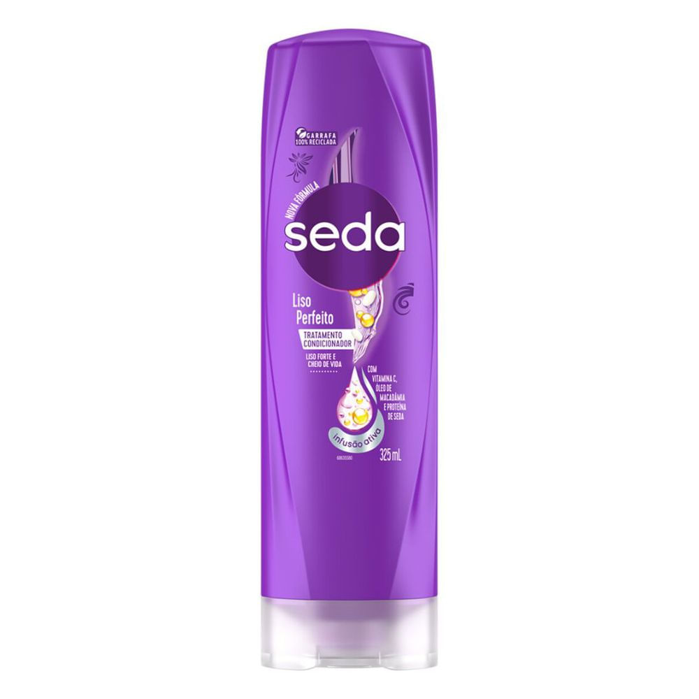 Condicionador Liso Perfeito 325ml Seda Controle de Frizz e Alinhamento para Cabelos Alisados