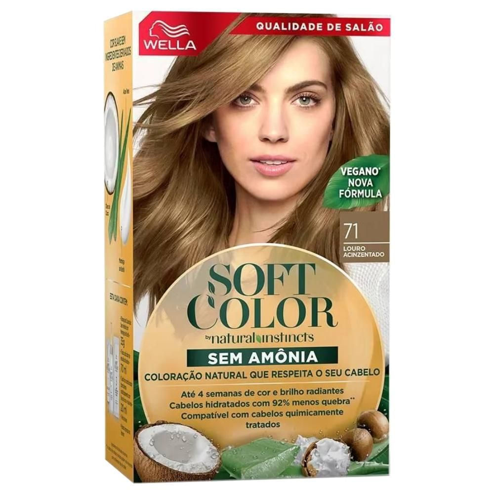 Coloração Sem Amônia 71 Louro Acinzentado Soft Color Wella Kit Profissional