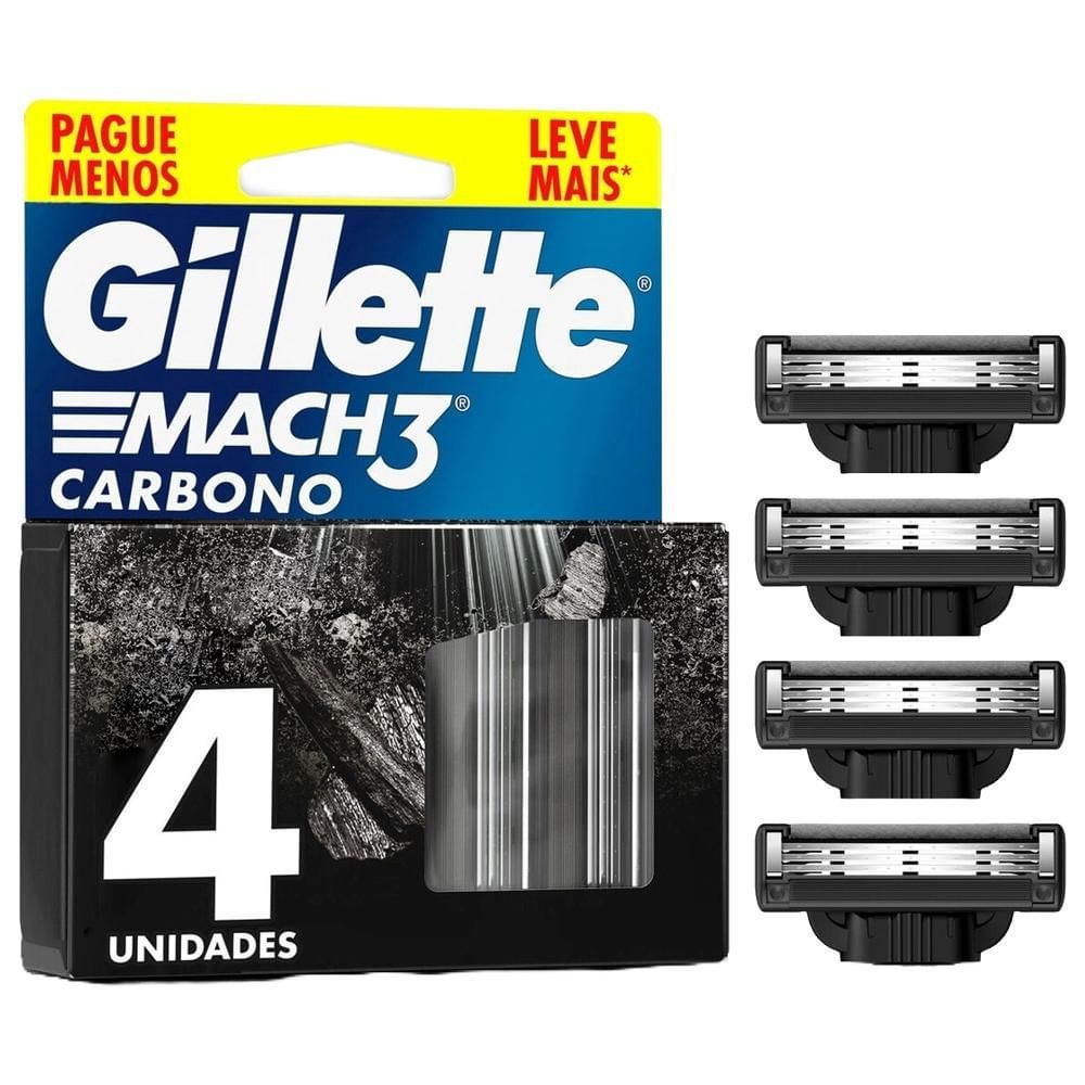 Carga para Aparelho de Barbear Gillette Mach3 Carbono 4 Unidades