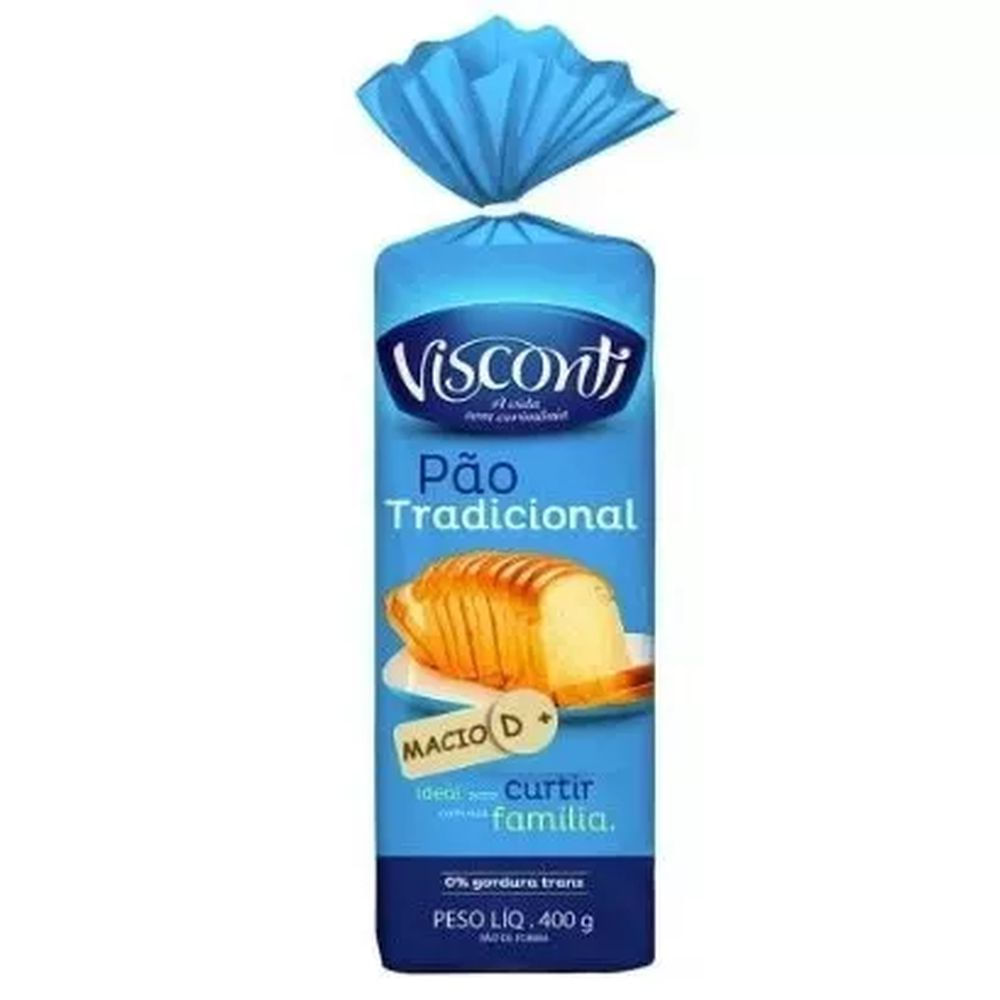 Pão de Forma Tradicional Visconti 400g Fonte de Fibras